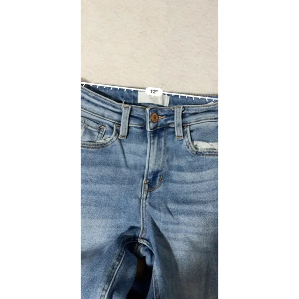 Vervet Blue Womens Medium Wash Distressed Straight Leg Jeans Measured Size 24 - Image 5