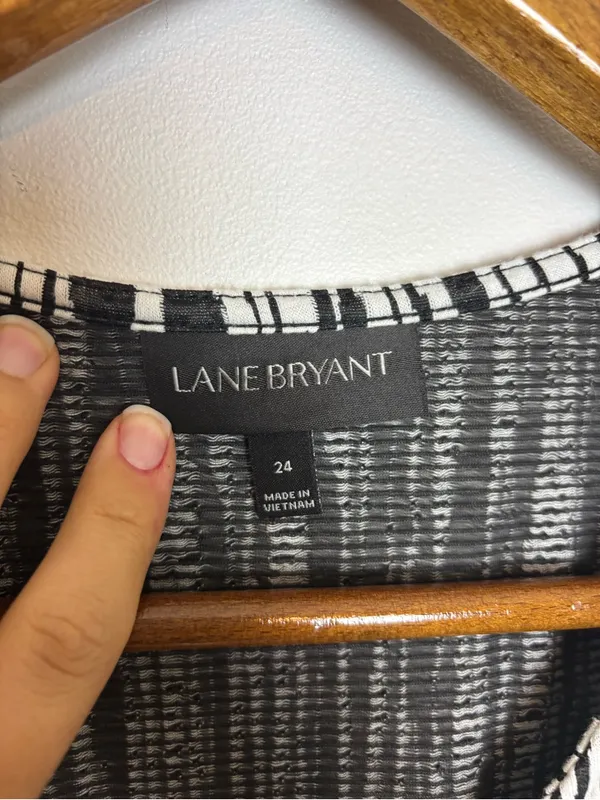 Lane Bryant Black White Textured Knit Sleeveless Fit & Flare Skater Dress - Image 5