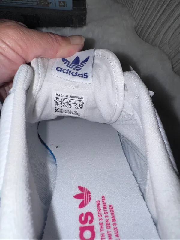 adidas 80’s Continental Shoes with Navy Stripe and Pink Logo - Image 9