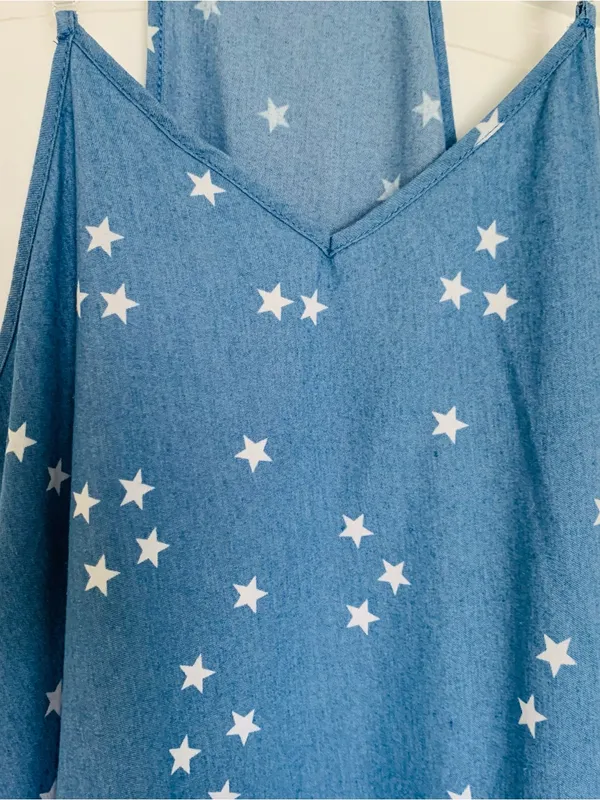 Levi's Women's White American Stars Print Blue Jean Denim Maxi Dress | Size: S/M - Image 5