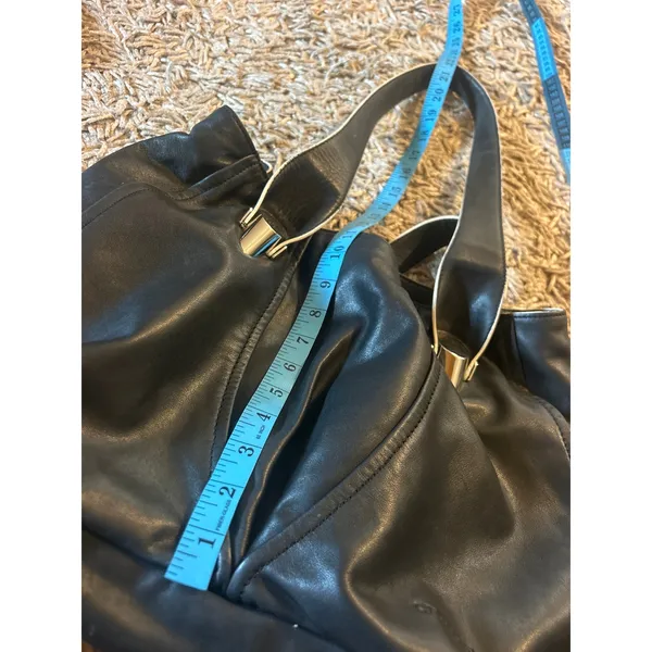 CROMIA Italian Leather Shoulder Bag Black Silver Hardare LUXURY Purse - Image 7