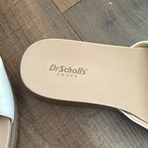 Dr. Scholl's Cream Slide Sandals with Gold Hardware - Image 2