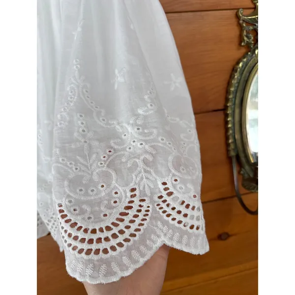 Lulus More Than Sweet White Eyelet Embroidered Puff Sleeve Mini Dress Cocktail L - Image 3