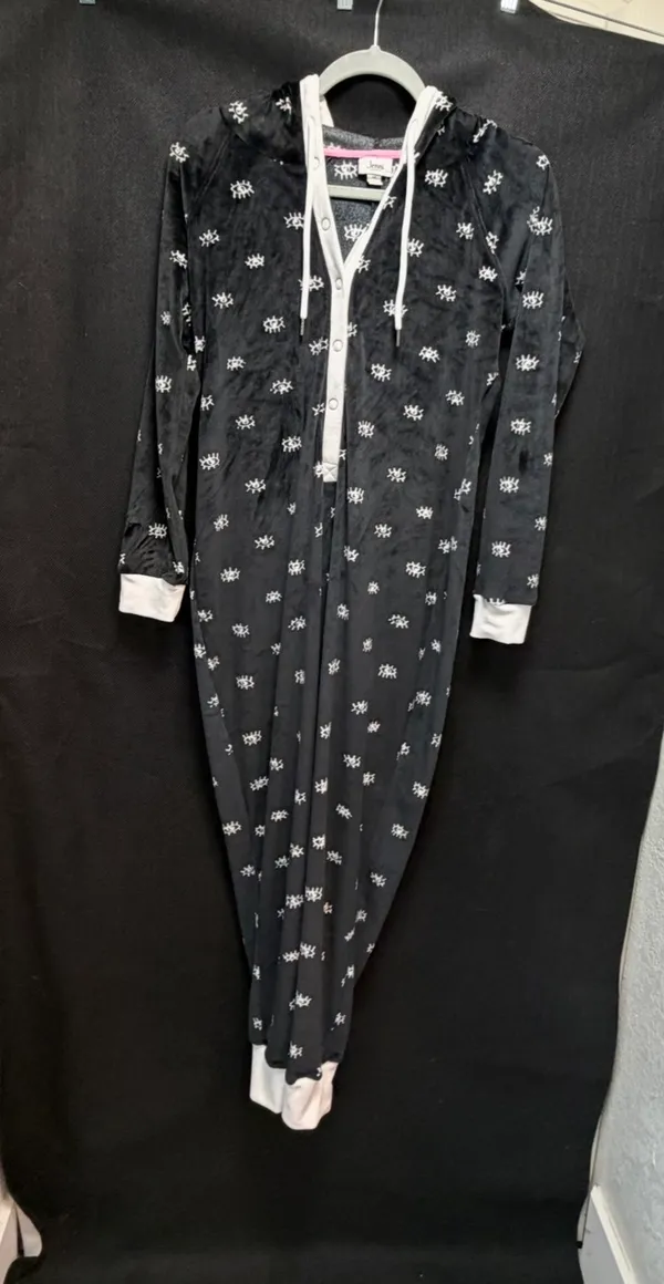 Jenni Fleece Eye Pattern Hooded Onesie Pajamas - Size XS (NWT/No Tags) - Image 4