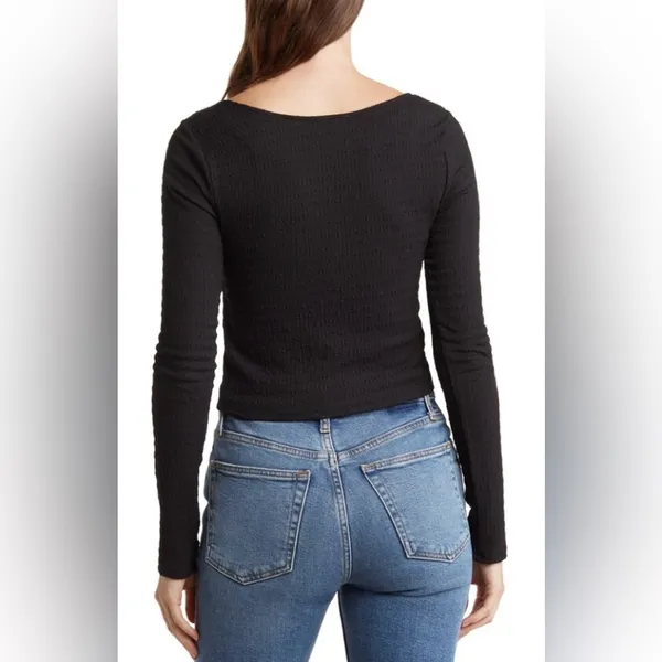 NWOT Kirious Los Angeles Square Neck Tie Front Top | Size: L | Black - Image 2