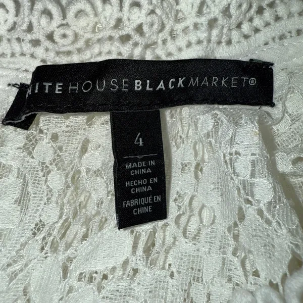 WHITE HOUSE BLACK MARKET White‎ Mock Neck L/S Eyelet Lined Blouse EUC Size 4 - Image 8