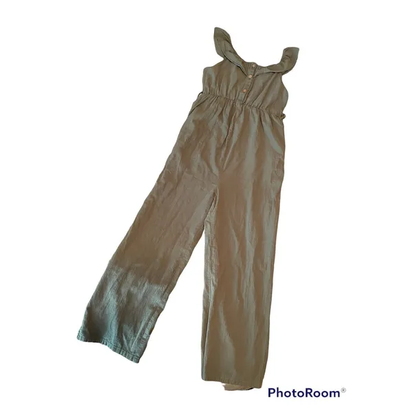 PatPat Women's Size S Ruffle Sleeveless‎ Jumpsuit Pants Green Beach Pockets - Image 3