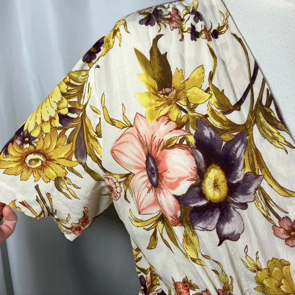 Anthropologie Tiny Floral Wrap Maxi Dress Ivory Multi Color‎ Womens Medium Boho - Image 4