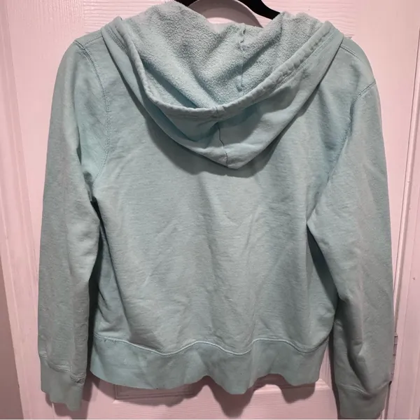 Aeropostale Women's Light Blue V-Neck "AERO" Appliqué Pullover Hoodie Sweatshirt - Image 6