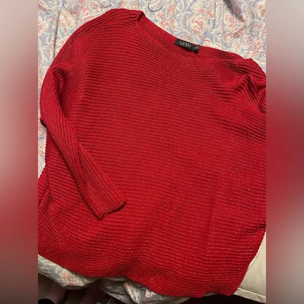 NWOT- women’s Ralph Lauren glittery red sweater size 2x - Image 2