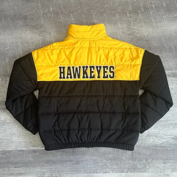 PINK Victorias Secret Iowa Hawkeyes Puffer Jacket NEW Womens M Black Yellow NCAA - Image 6