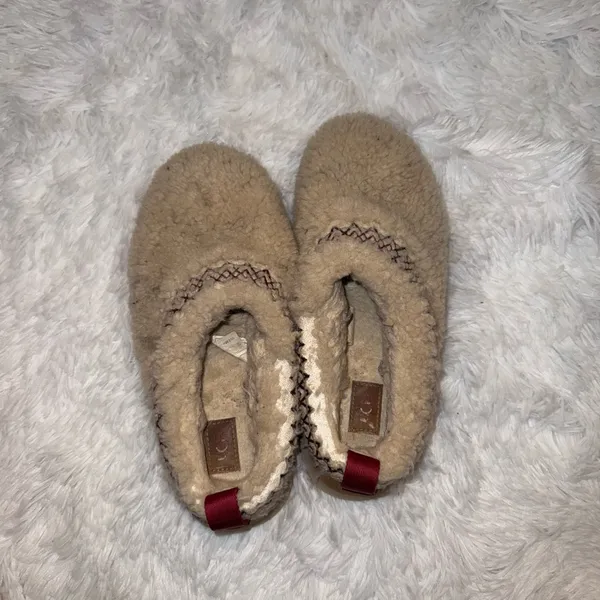 UGG Tazz Braid Platform Slippers Natural Women's Size 7 Fuzzy Fur Lined - Image 6