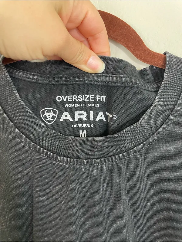 Ariat Black Mineral‎ Washed Cowgirl Era Long Sleeve Oversized Tee Shirt Size M - Image 4