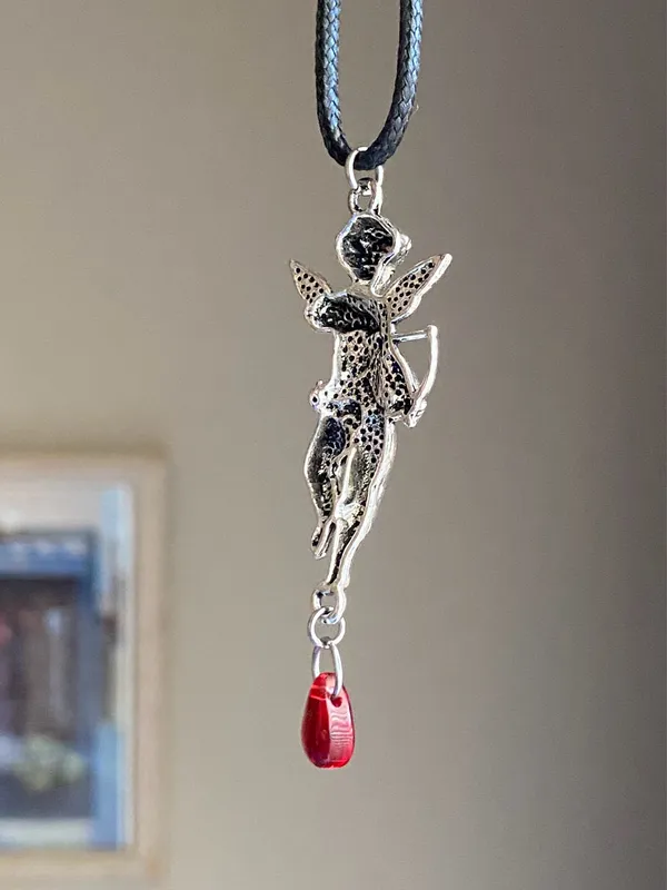 Handmade aesthetic vintage goth romance angel/cherub simple necklace👼❤️ - Image 4