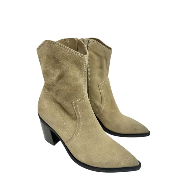 BP Surina‎ Tan Suede Western Ankle Boots Pointed Toe Block Heel 5.5M - Image 5