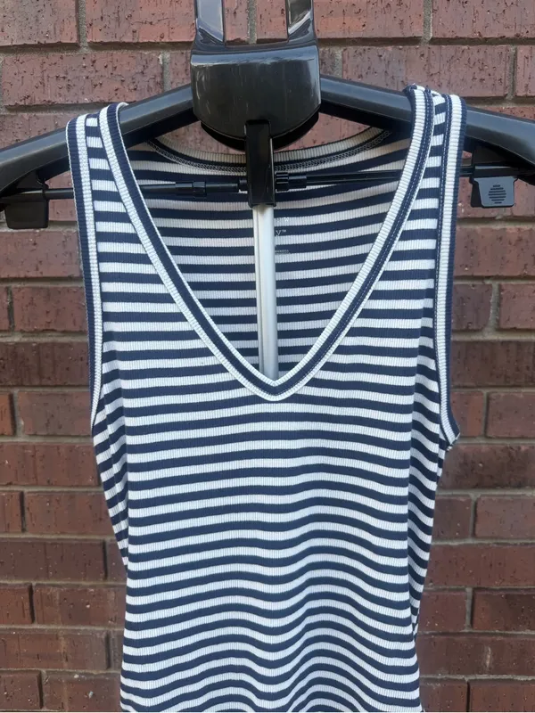 A New Day Striped Ribbed Side Ruched Bodycon Maternity Midi Dress Size Medium M - Image 2