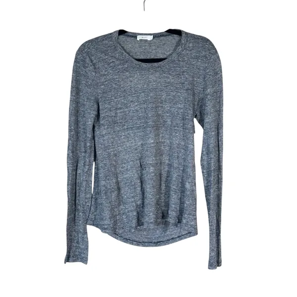 ALC Blue Heathered Cut Out Back Tee Shirt Womens L Casual Luxury Classic Staple - Image 2