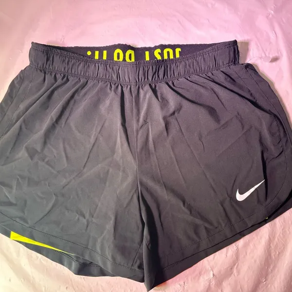 Nike Black Shorts with Neon Yellow Interior - Image 7