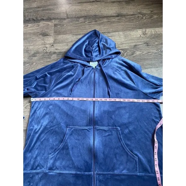 EUC Womens Aerie velour velvet full zip‎ jacket blue oversized size XXL - Image 4