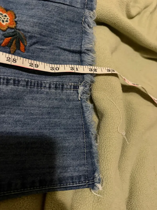 Handmade Embroidered Floral Denim Pants XS/S - Image 6