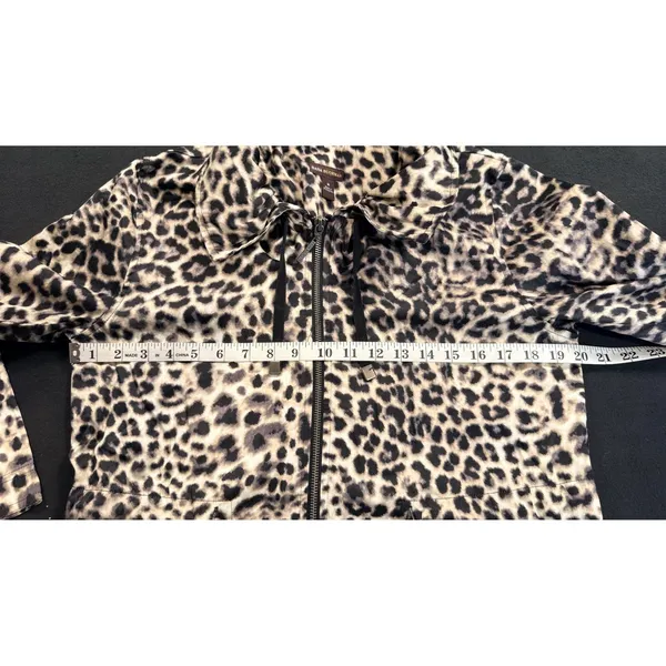 Dana Buchman Leopard Print Hooded Utility Jacket Tan Black Size M Rainjacket - Image 10