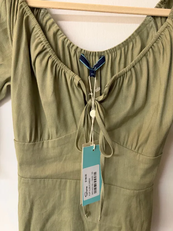 Shore Brand olive green milkmaid maxi dress - Image 2