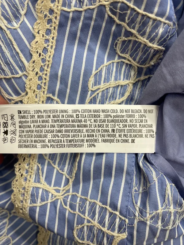 English Factory Blue Striped Embroidered Halter Ruffle Mini Dress Sz XS 🧡🎀 - Image 14