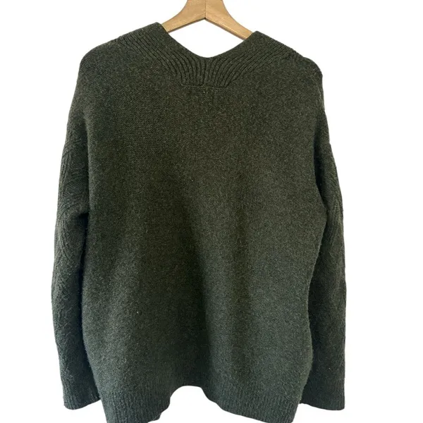 Croft & Barrow Forest Green Open‑Front Cardigan Medium Textured Relaxed Fit Fall - Image 2