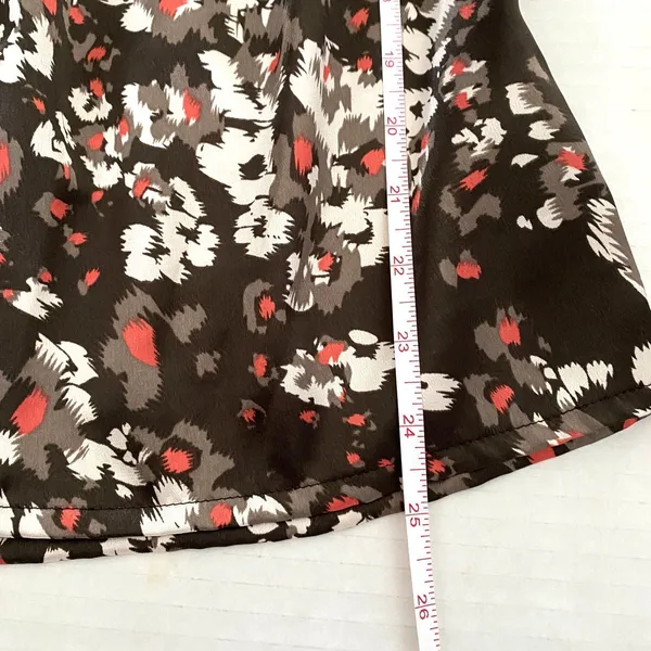 Apostrophe Brown Floral Blouse Flounce Sleeve Square Neck Relaxed Top Sz M - Image 6