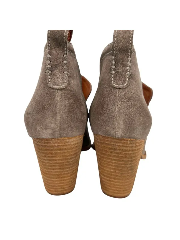 Jeffrey Campbell Rosalee Suede Ankle Boots Taupe Block Heel Size 11 Western Boho - Image 4