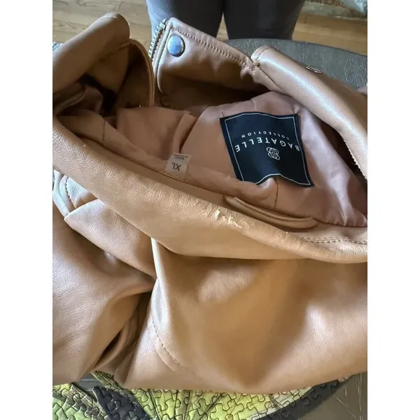 Bagatelle Brown Faux Leather Jacket X Large - Image 7