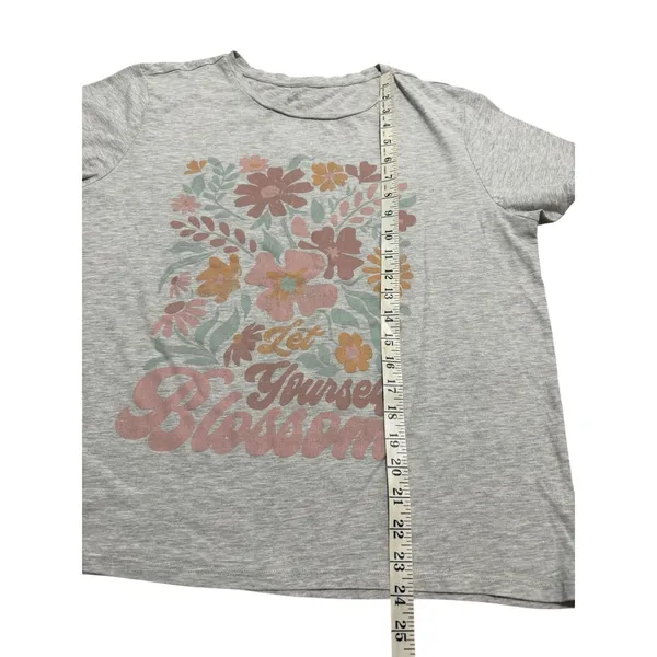 Let Yourself Blossom Floral Graphic T-Shirt‎ Heather Grey Short Sleeve XL - Image 5