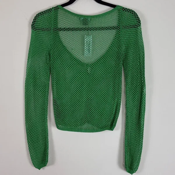 NWT Nasty Gal Crochet Net Green Cardigan in Green Size Small‎ - Image 7