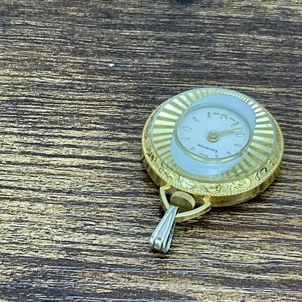 Vintage Lucerne‎ Watch Gold Tone Swiss Made Pendant Mechanical Wind Up Works! - Image 5