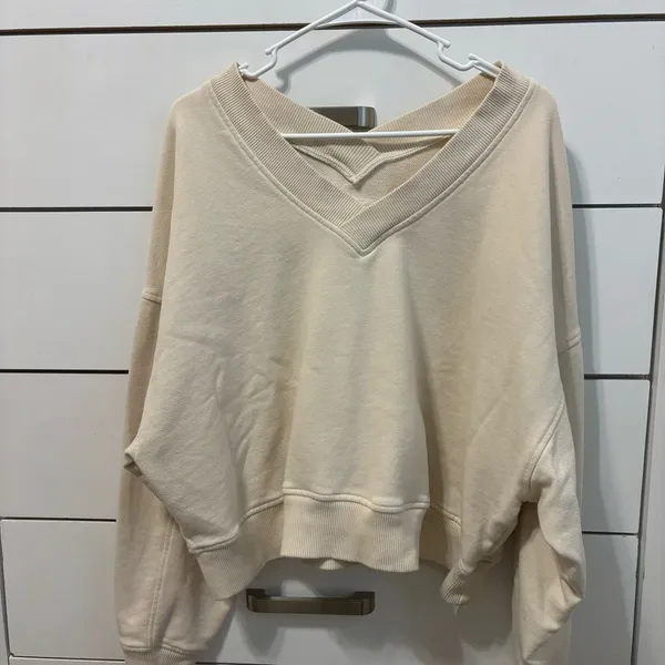 Aerie House Party Sweatshirt Cream - Image 2