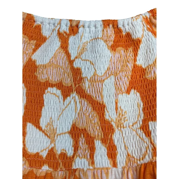 Sugar + Lips‎ Floral Smocked Midi Dress Small Orange White Cottagecore Boho - Image 6