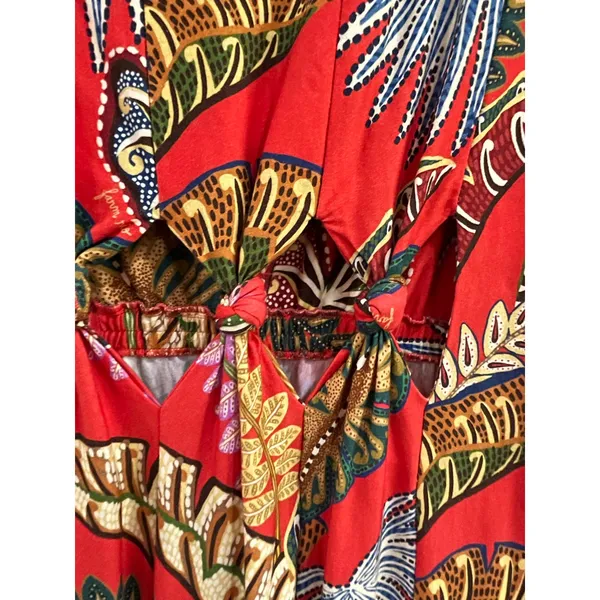 Farm Rio Red Tropical‎ Wide Leg Jumpsuit Size Large NWT Resort Wear - Image 4