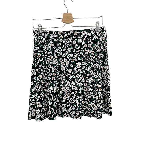 Boden Mini Skirt Jersey‎ Floral Pull-on Black White Size US 8R - Image 4