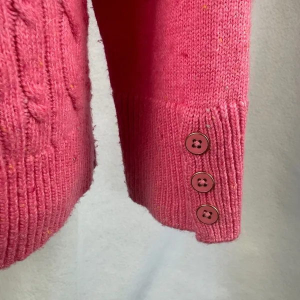 Talbots Womens Medium Pink Cable Knit Crewneck Long‎ Sleeve Sweater Fisherman - Image 4