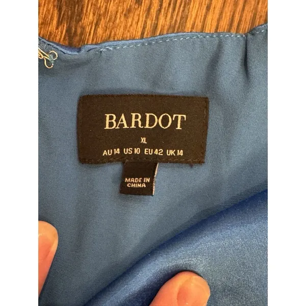 Bardot Revolve Ember Midi Dress Bold Blue Size‎ 10 Asymmetrical Cocktail Satin - Image 5