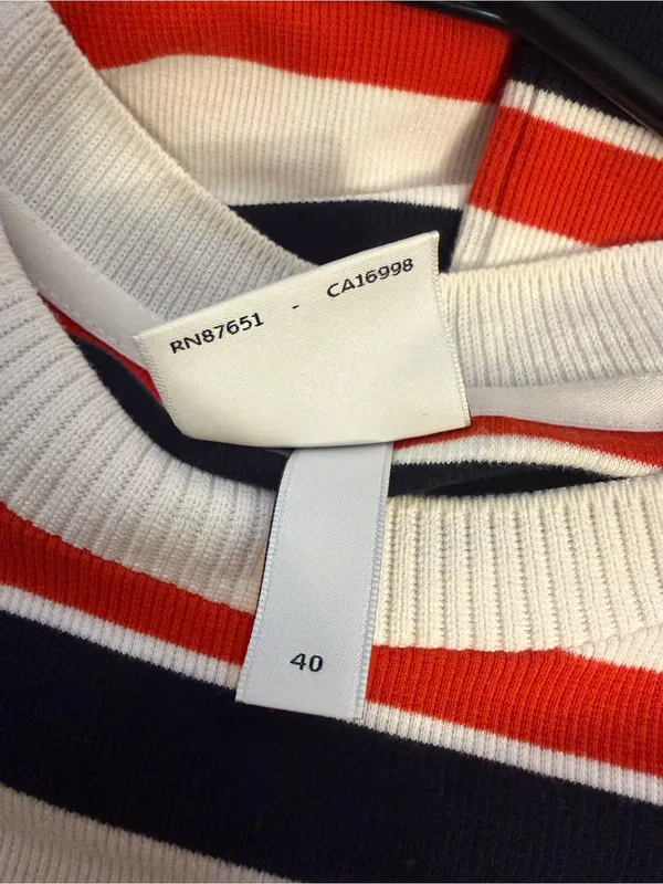 Lacoste L!VE Striped Ribbed Cotton Knit Midi Bodycon Dress Size 40 Med - Image 5