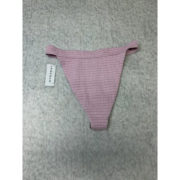 PacSun Swim Eco Purple Smocked High Cut‎ Cheeky Bikini Bottoms Small NWT 0566 - Image 5