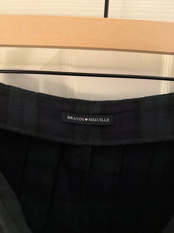 Brandy Melville Plaid Tartan Blue Green Pleated Mini Skirt - Image 5