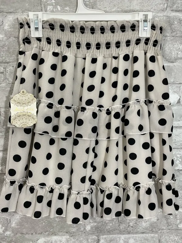 Altar'd State Black Polka Dot Tiered Ruffle Mini Skirt - Image 3