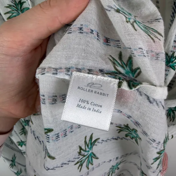 Roller Rabbit‎ Palm Tree Print Tassel Tunic Small Cover Up Sheer Beachy Resort - Image 7