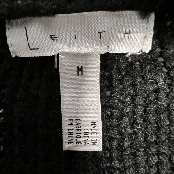 Leith Turtleneck Sweater Womens Medium Black Cut Out Long Sleeves Chunky Knit - Image 8