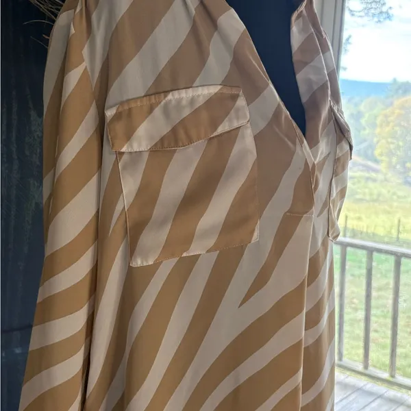 Ann Taylor Tan and White Zebra Print Blouse - Image 2