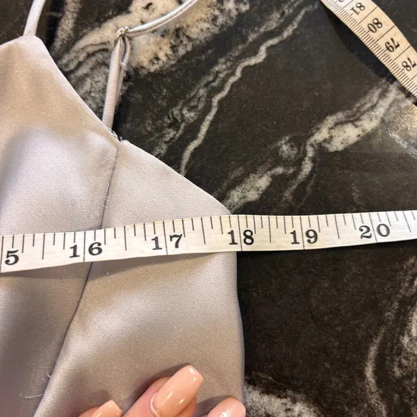 NEW Zara Silver Satin Effect Cut-Out Back Maxi Midi Dress Women's Size XL Luxury - Image 11