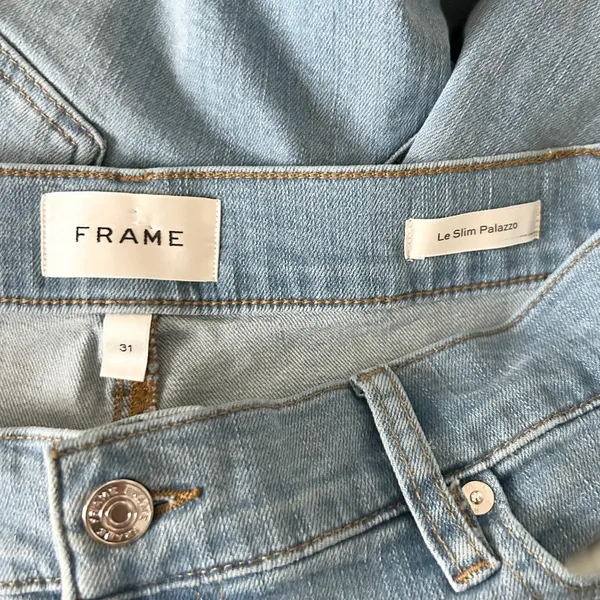 Frame Le Slim Palazzo Wide Leg Cropped Jeans Honeymoon Light Blue LSP814 Size 31 - Image 6