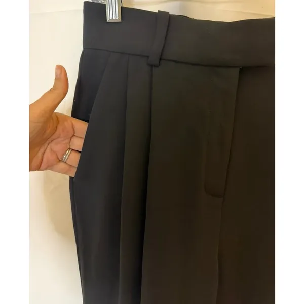 COS Black High Rise Pleated Cuffed Trousers Size 4 Minimalist Career Wear - Image 7